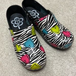 Very colorful zebra print and heart Sanita shoes
